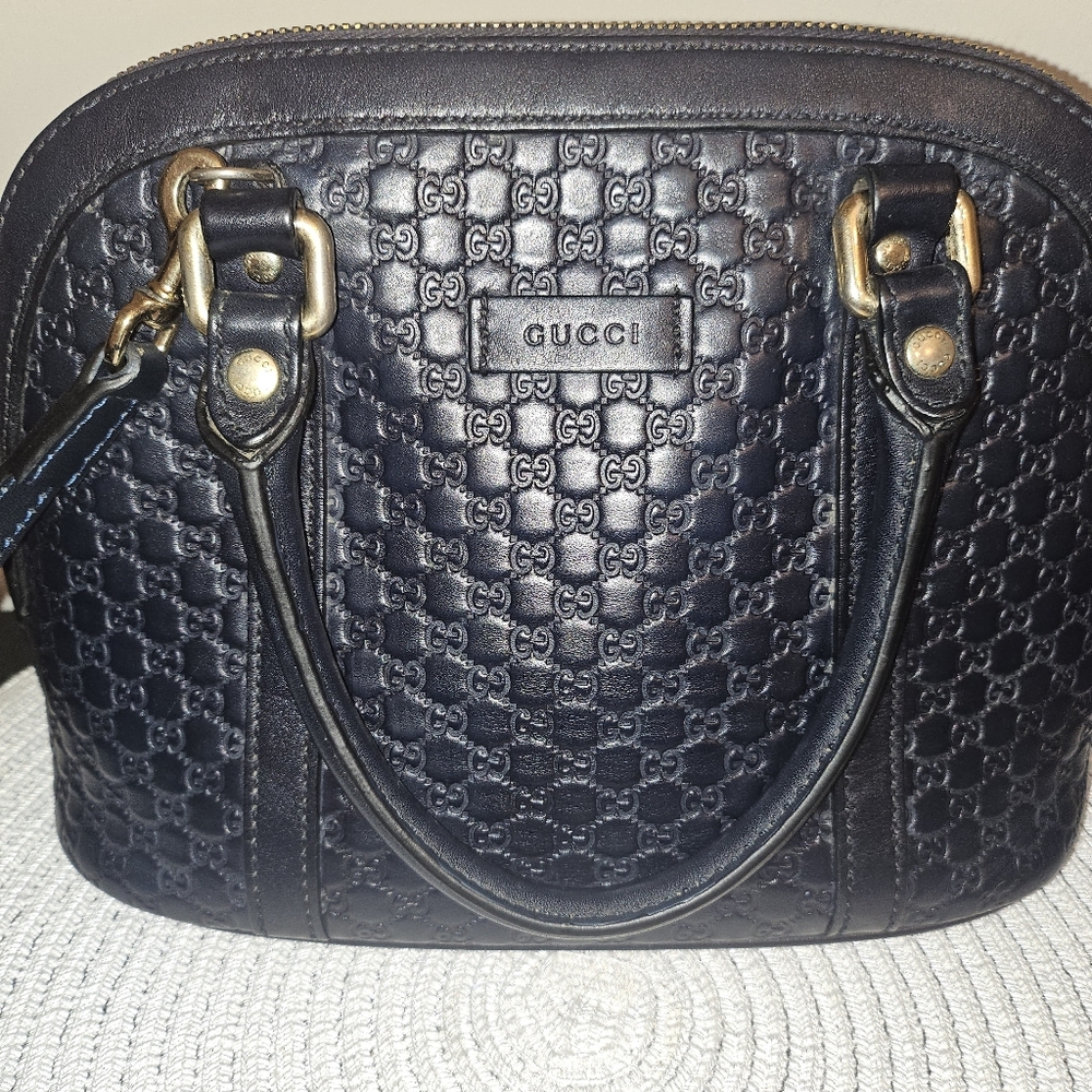 π Gucci Microguccissima Dome Satchel | Dark Navy Blueπ - Picture 4 of 16